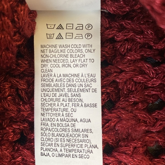 Lucky Brand Marissa Open Knit Sweater Metallic Red Size Small.  Crochet. - Picture 10 of 12